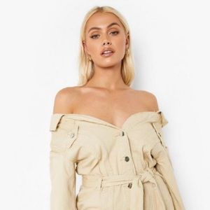 Off-the-shoulder Denim Mini Dress